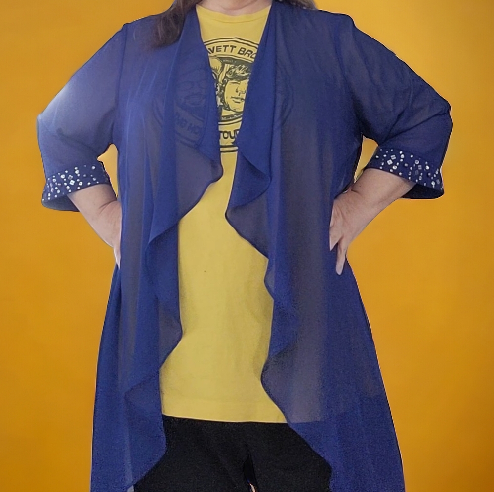 Women's sheer duster with sequins and beads 20W